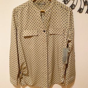 flair polka dot blouse.